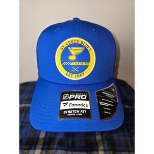 St Louis Blues Fanatics Authentic Pro Training Hat Blue Stretch Fit M/L
